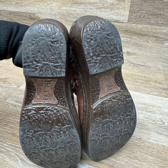 Born Brown Leather and Suede Split Toe Clogs Women's Size 7 - Picture 4 of 6